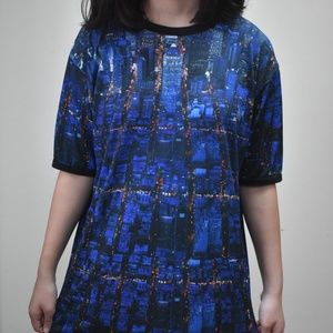 NYC city skyline printed shift dress